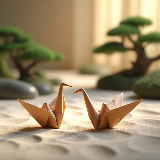 pliage origami dans jardin zen