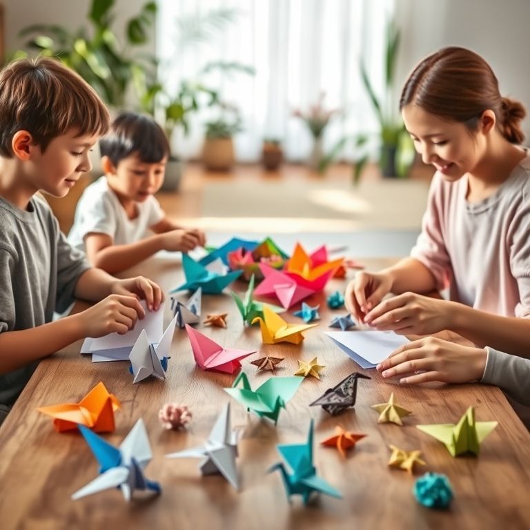 Art millénaire de l’origami, activité manuelle en famille pour créer des décorations uniques et apaiser l’esprit.