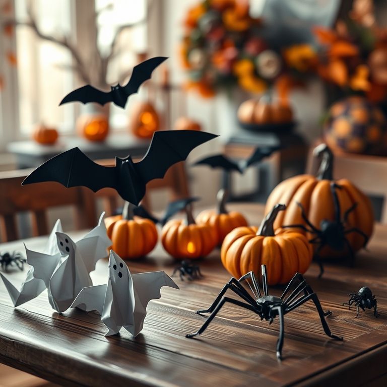 Origami Halloween : pliages de fantômes, chauves-souris, citrouilles et araignées en papier pour une belle décoration festive