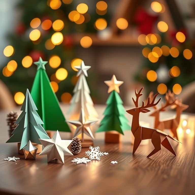Décorations de Noël en origami : sapins, étoiles, flocons de neige et rennes en papier plié pour la embellir sa maison et ses cadeaux